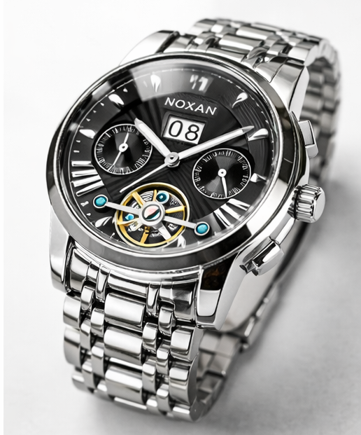 Noxan Luxury Tourbillon Automatic Mechanical Watch for Men – Waterproof Luminous Hands Skeleton Dial Stainless Steel Wristwatch - Image 2