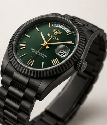 Luxury Stainless Steel Watch for Men – Green Dial Day-Date Collection - Image 2