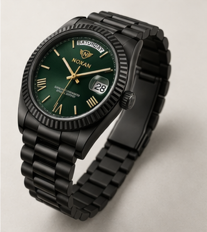 Luxury Stainless Steel Watch for Men – Green Dial Day-Date Collection - Image 3