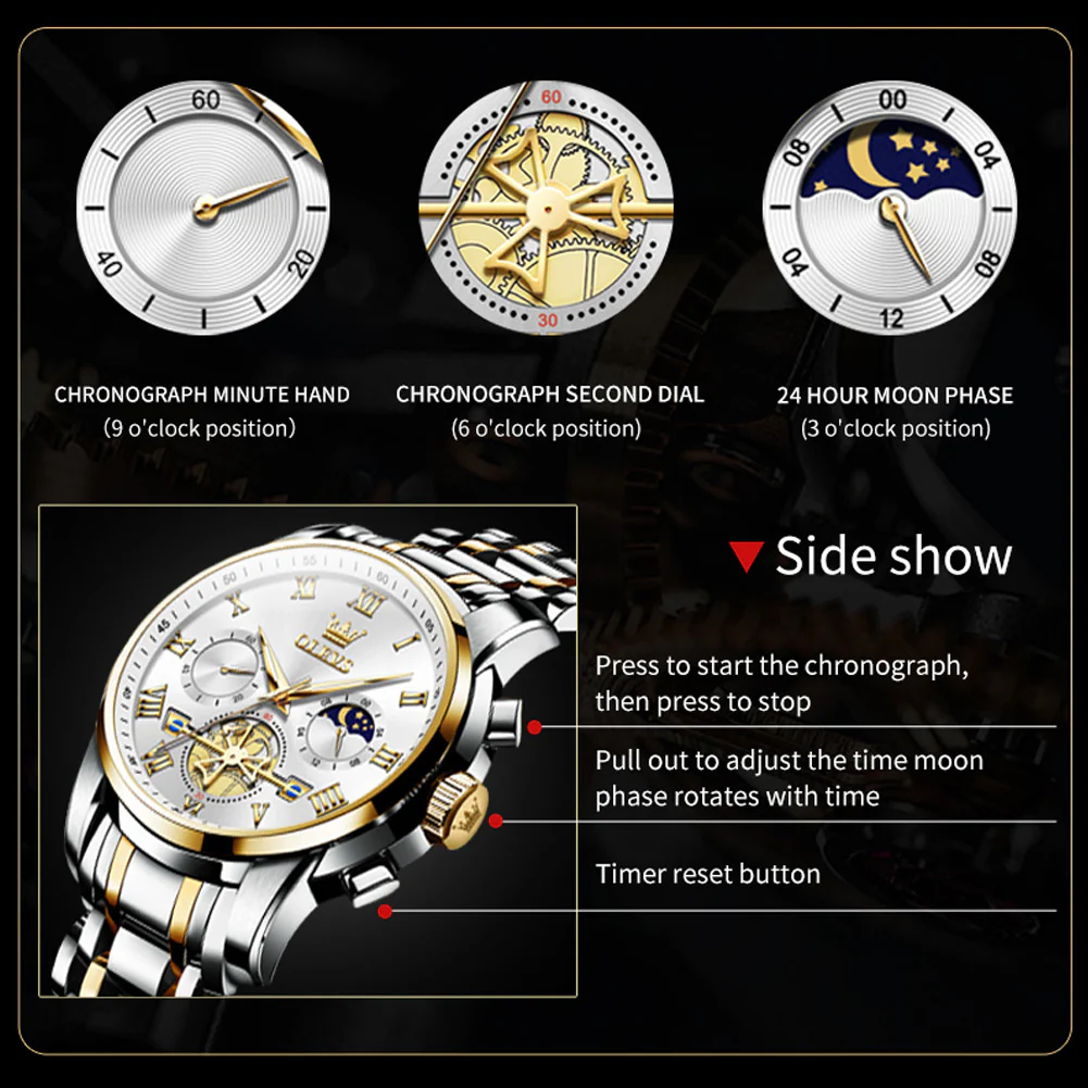 OLEVS 2859 Mens Watches Chronograph Dress Wrist Watch Waterproof Luminous Function - Image 4