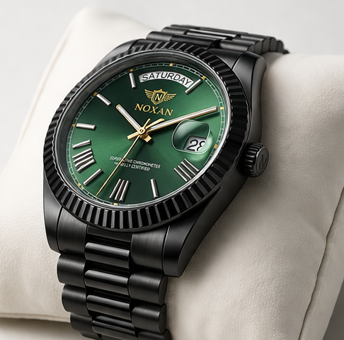 Luxury Stainless Steel Watch for Men – Green Dial Day-Date Collection - Image 4