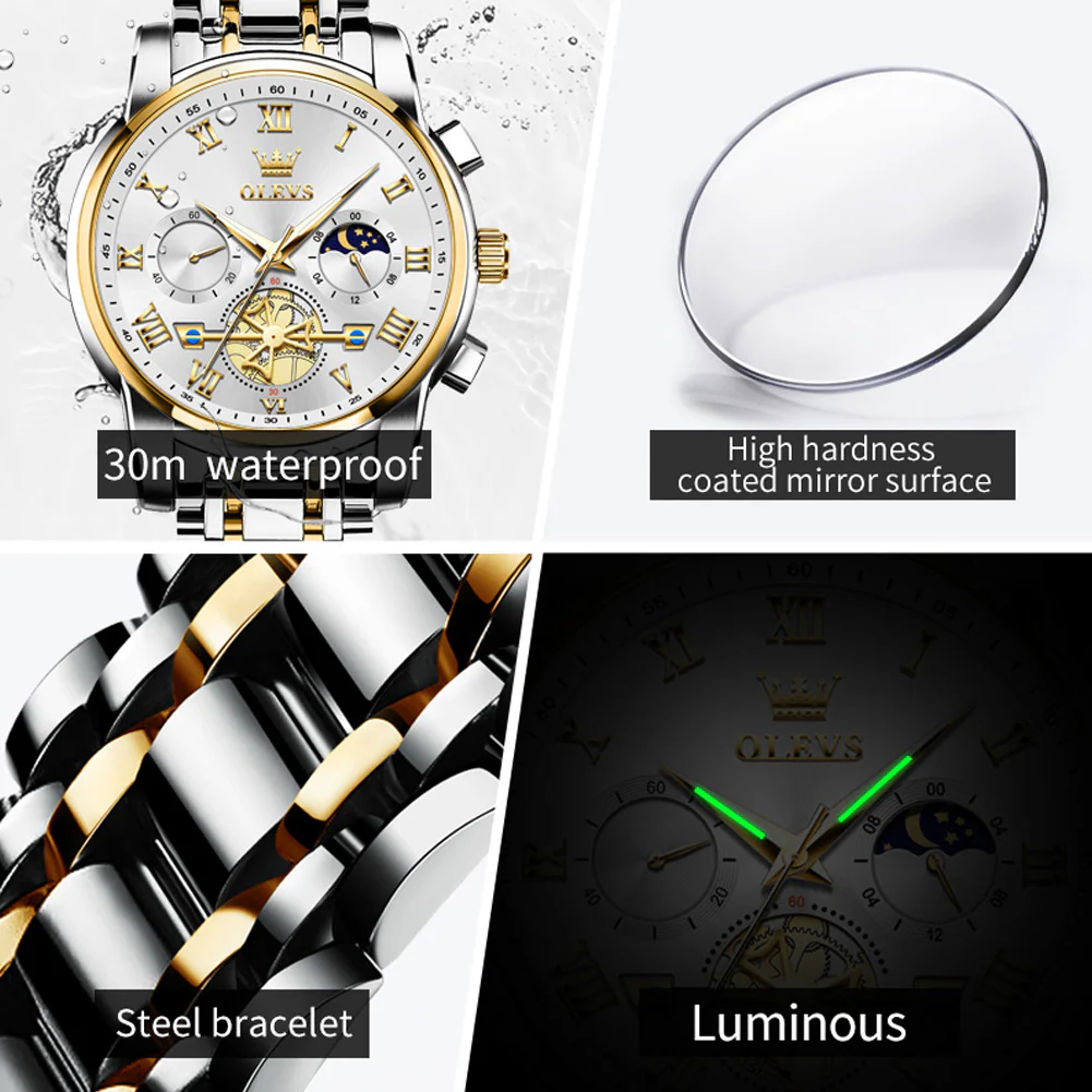OLEVS 2859 Mens Watches Chronograph Dress Wrist Watch Waterproof Luminous Function - Image 5